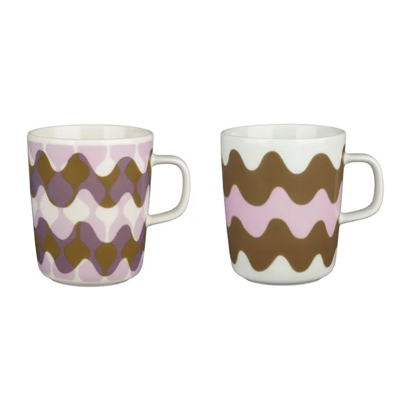 Oiva Lokki Pergola mugg 25 cl 2-pack, Vit-rosa