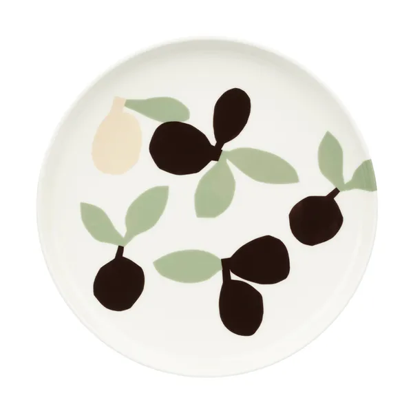 Omppo assiett, White, sage, black, brown, linen, 20 cm