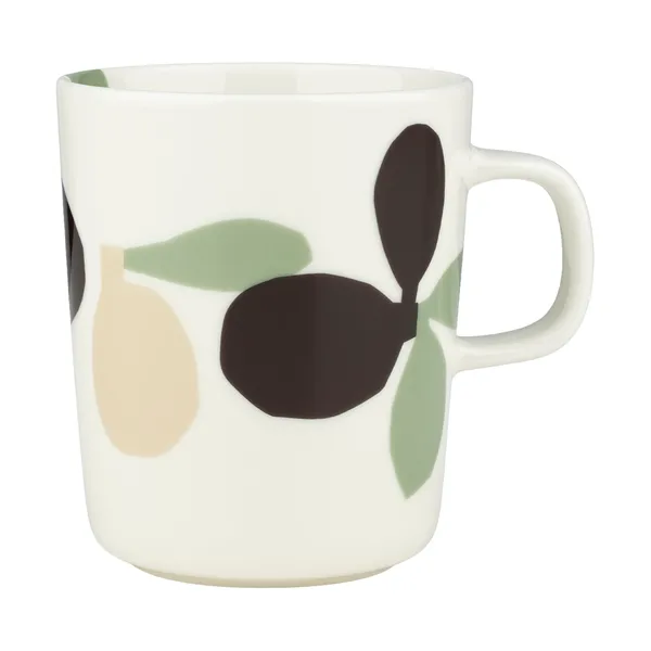 Omppo mugg, White, sage, black brown, linen, 2,5 dl