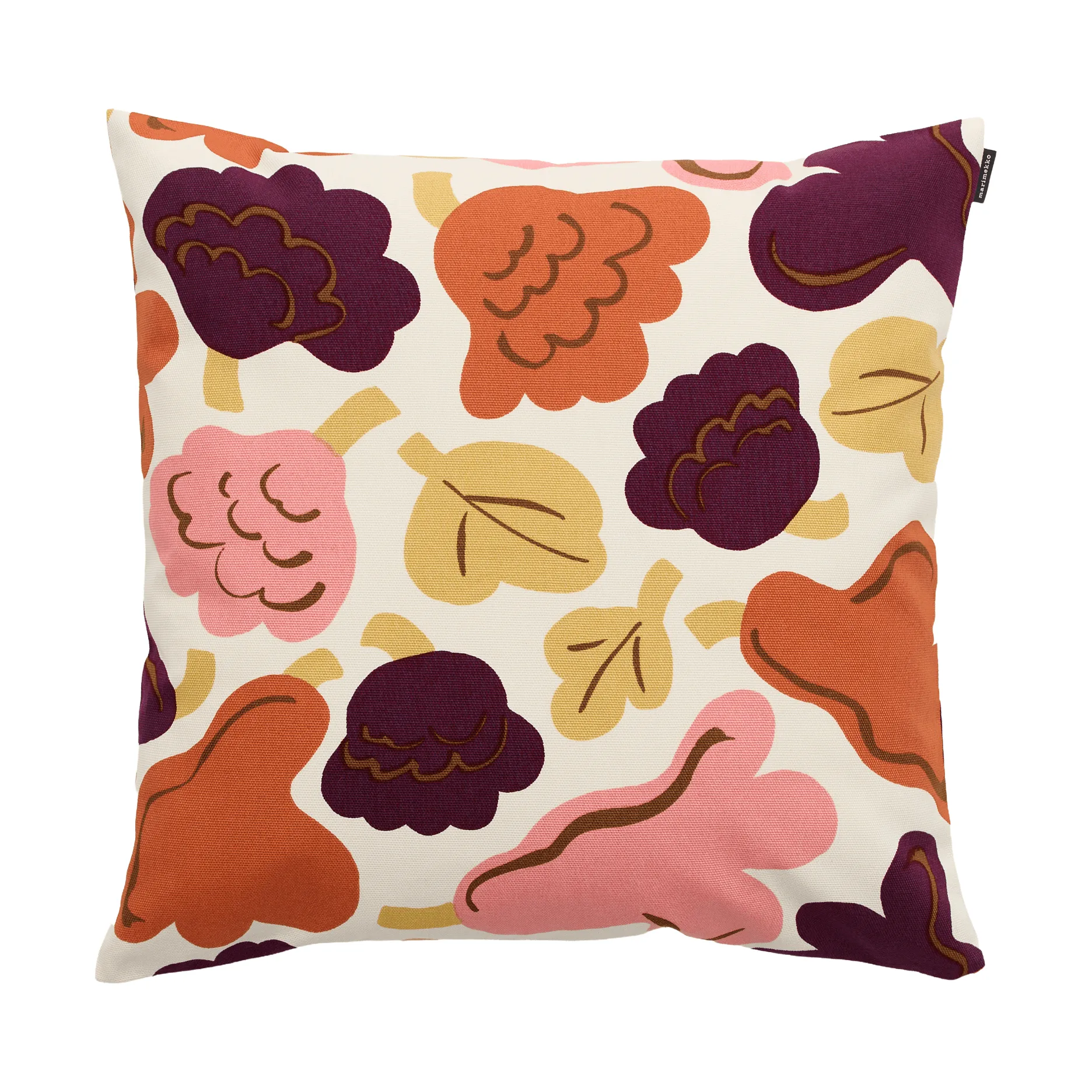 Marimekko Pieni Kukasta Kukkaan pudebetræk Off white-plum-pink-terracotta, 50x50 cm
