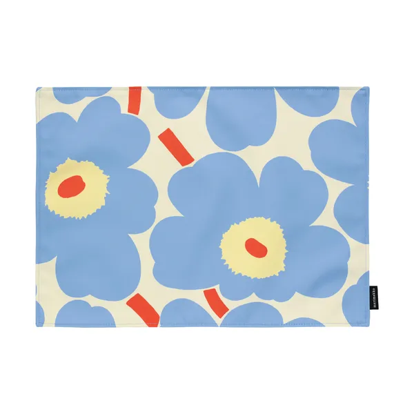 Pieni Unikko bordstablett, Off white-light blue-melon-orange red, 31x42 cm