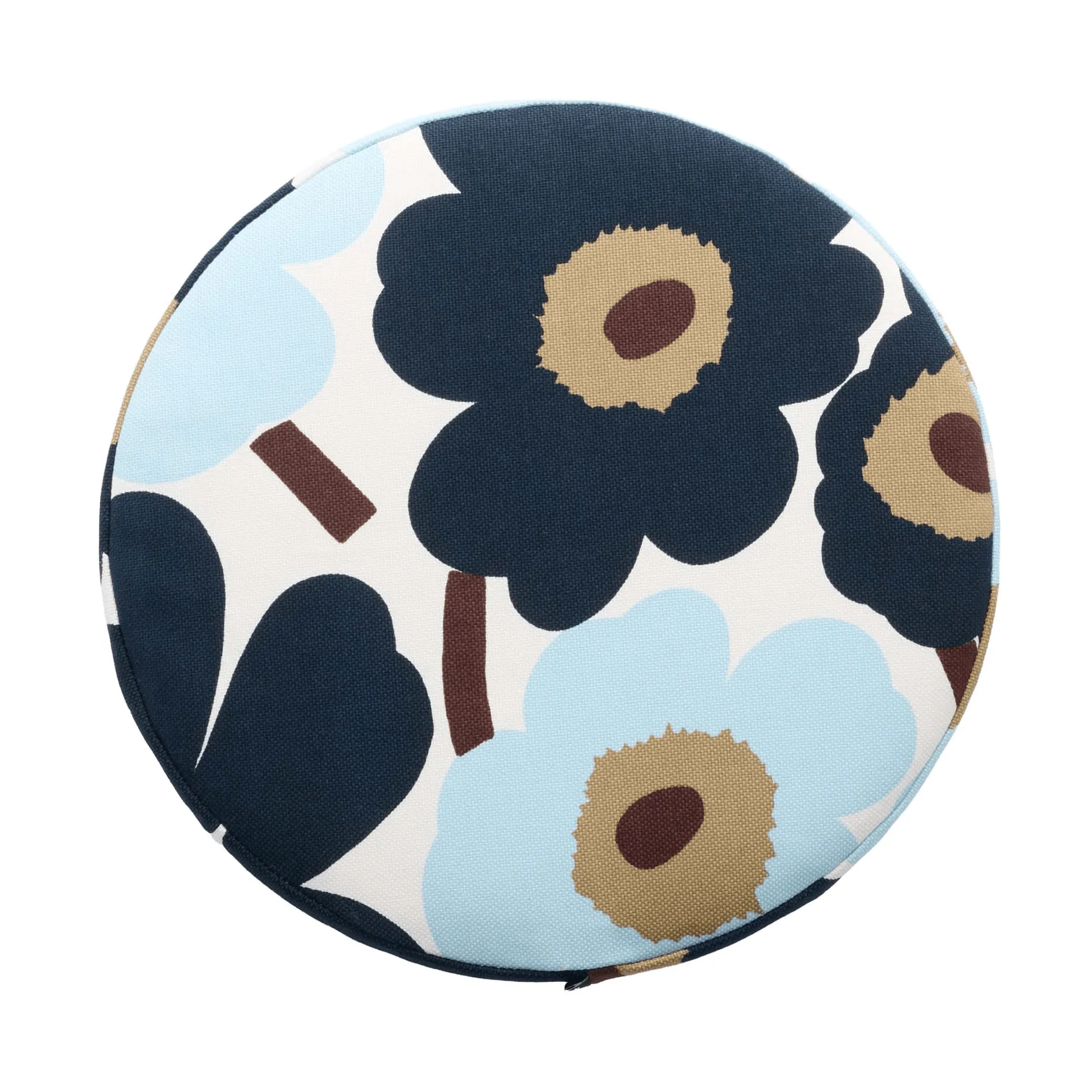 Marimekko Pieni unikko coussin de siège rond White-blueberry-cold blue-dark brown