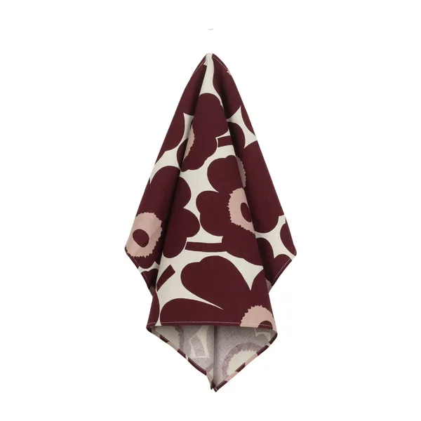 Pieni Unikko kökshandduk 43x70 cm, cotton-burgundy