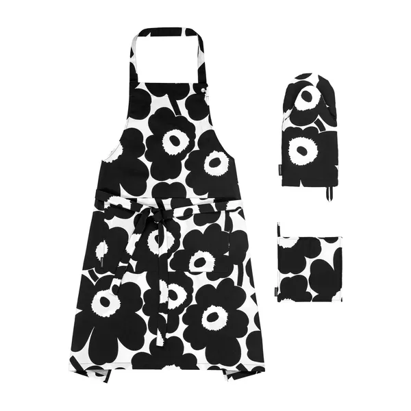 Pieni Unikko kökstextilier set, Vit