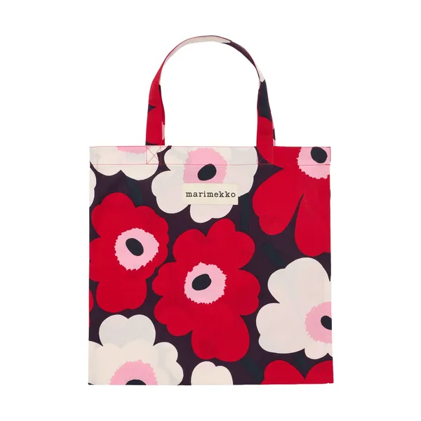 Pieni Unikko väska 44x43 cm, Plum-cranberry-off white