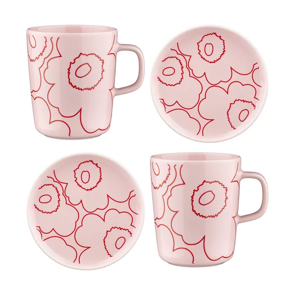 Piirto Unikko Oiva kopp 25 cl och fat Ø13,5 cm 4 delar