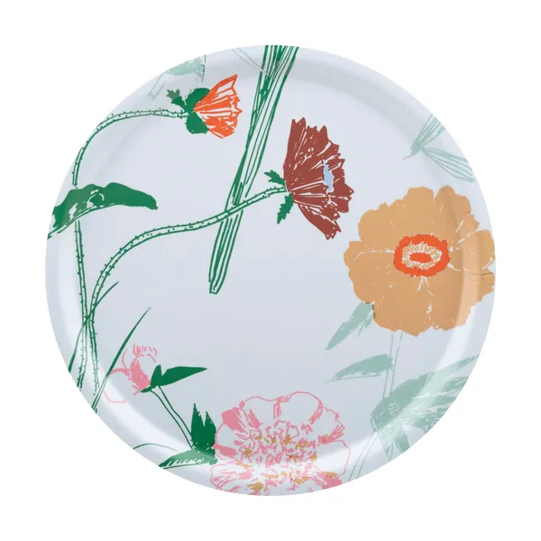 Puutarhakutsut bricka Ø31 cm, White-green-beige