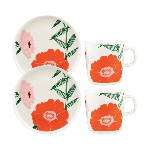 Puutarhakutsut frukostset 4 delar, White-green