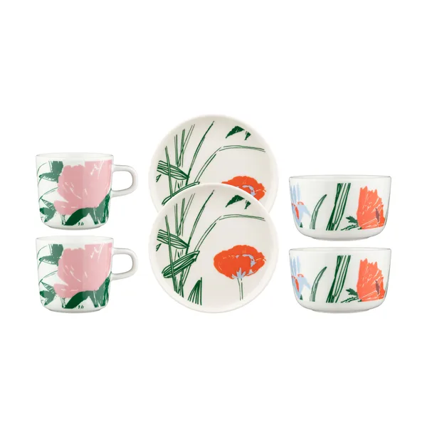 Puutarhakutsut servisset 6 delar, White-green