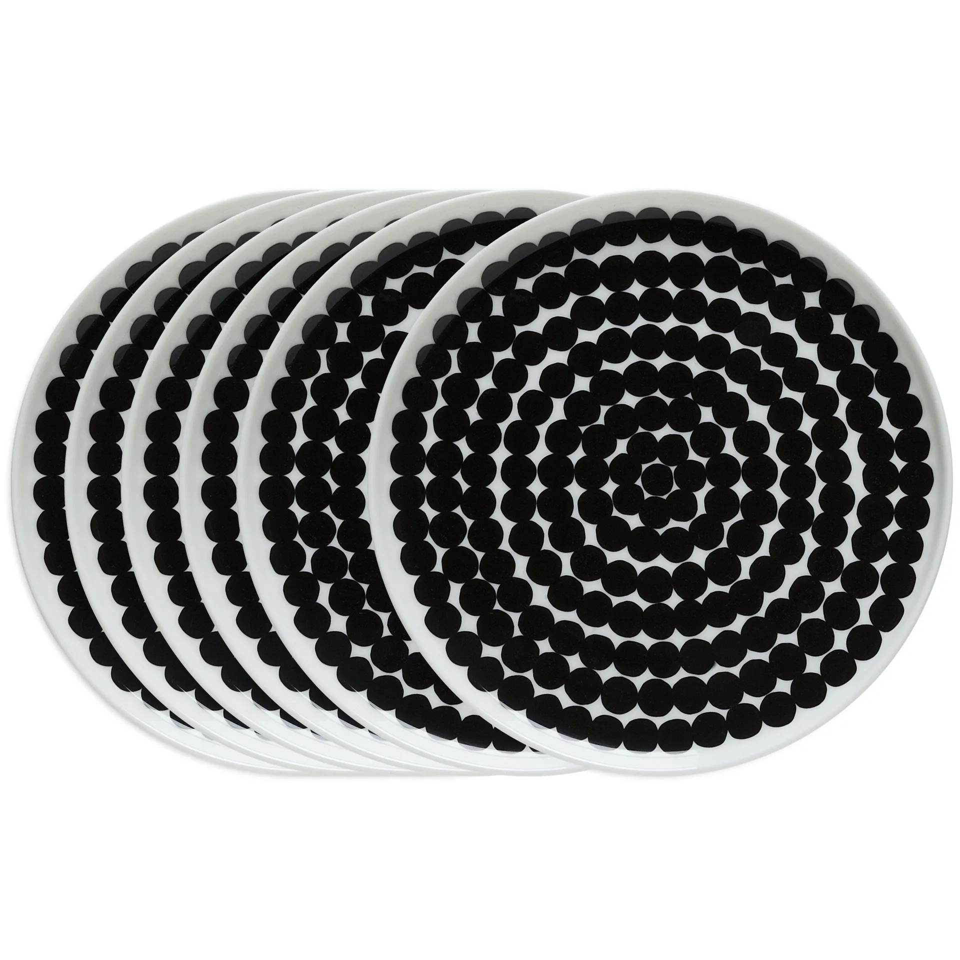 Marimekko Räsymatto tallerken 20 cm, 6 stk sort-hvid