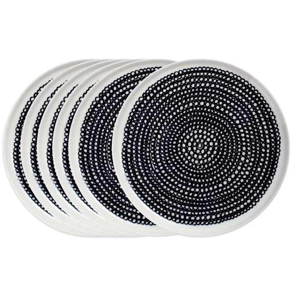 Räsymatto tallrik 20 cm 6-pack svart små prickar