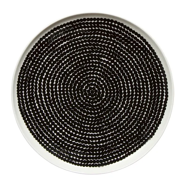 Räsymatto tallrik Ø 25 cm, svart-vit (små prickar)