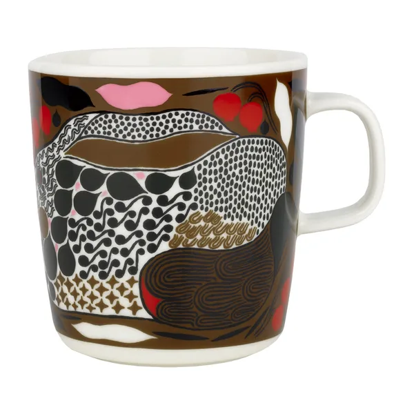 Rusakko mugg 40 cl, vit-brun-grön