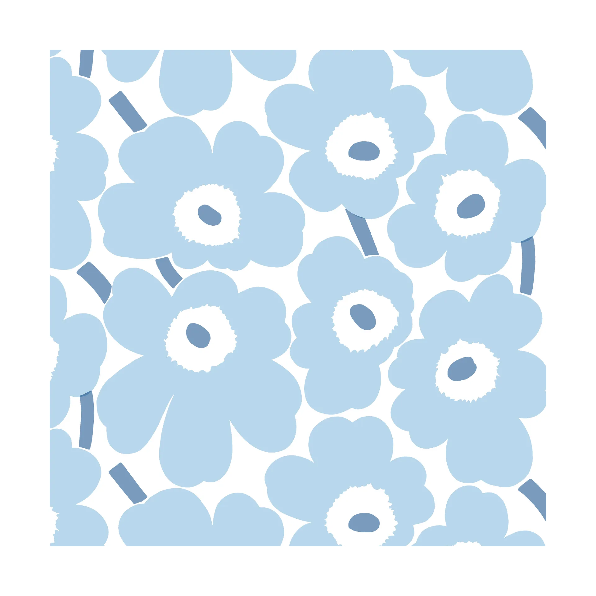 Marimekko Serviettes Mini Unikko, Lot de 20 Light Blue-White