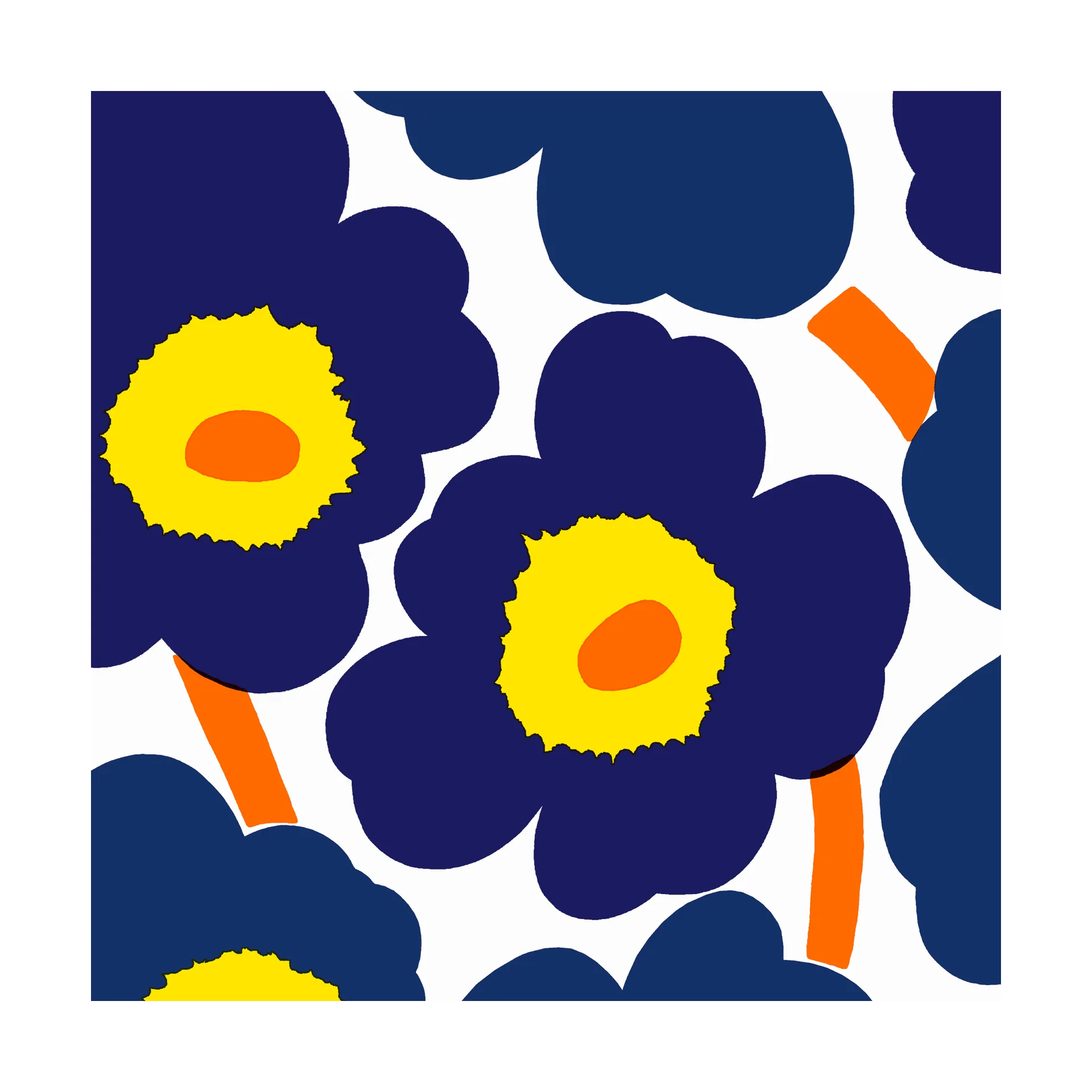 Marimekko Serviettes Unikko cm, Lot de 21 Blue-Yellow