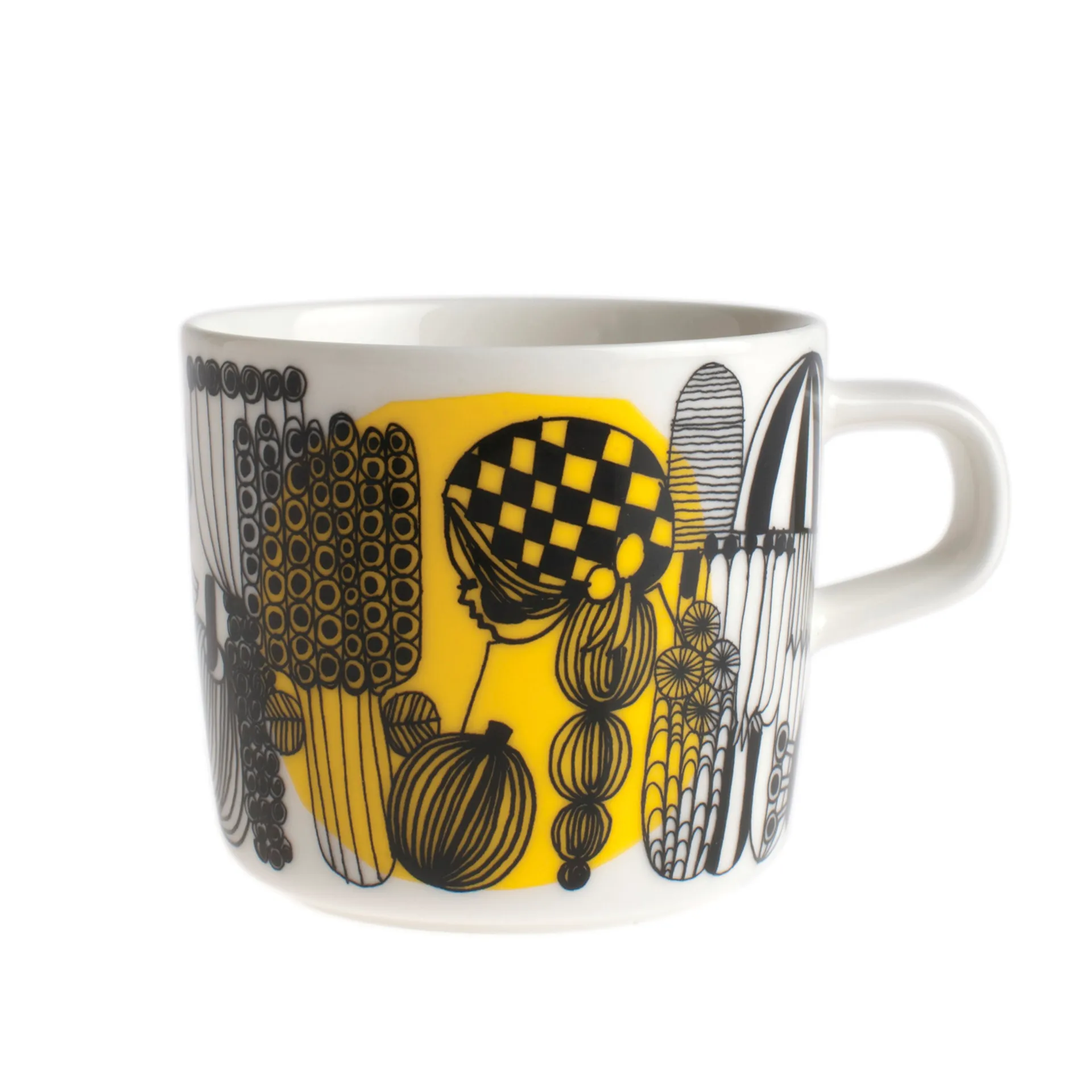 Marimekko Siirtolapuutarha koffiekop 20 cl wit-zwart-geel