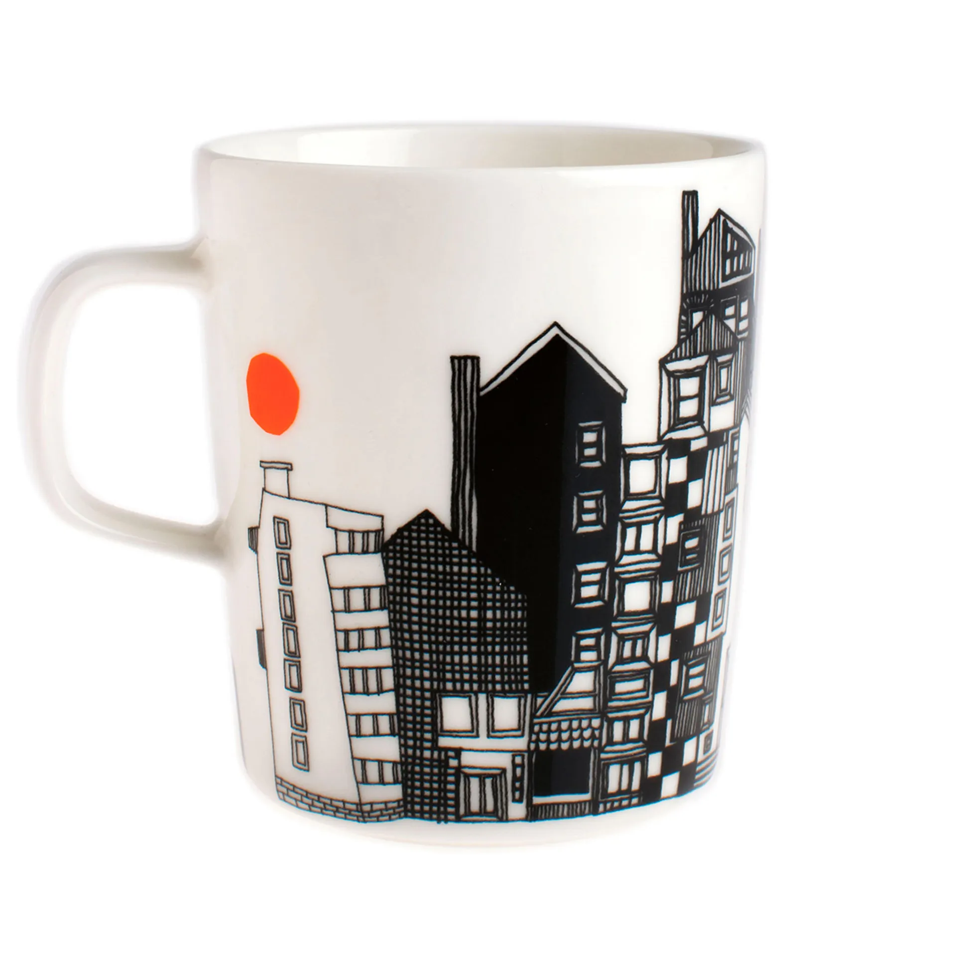 Marimekko Siirtolapuutarha mok 2,5 dl. zwart-oranje