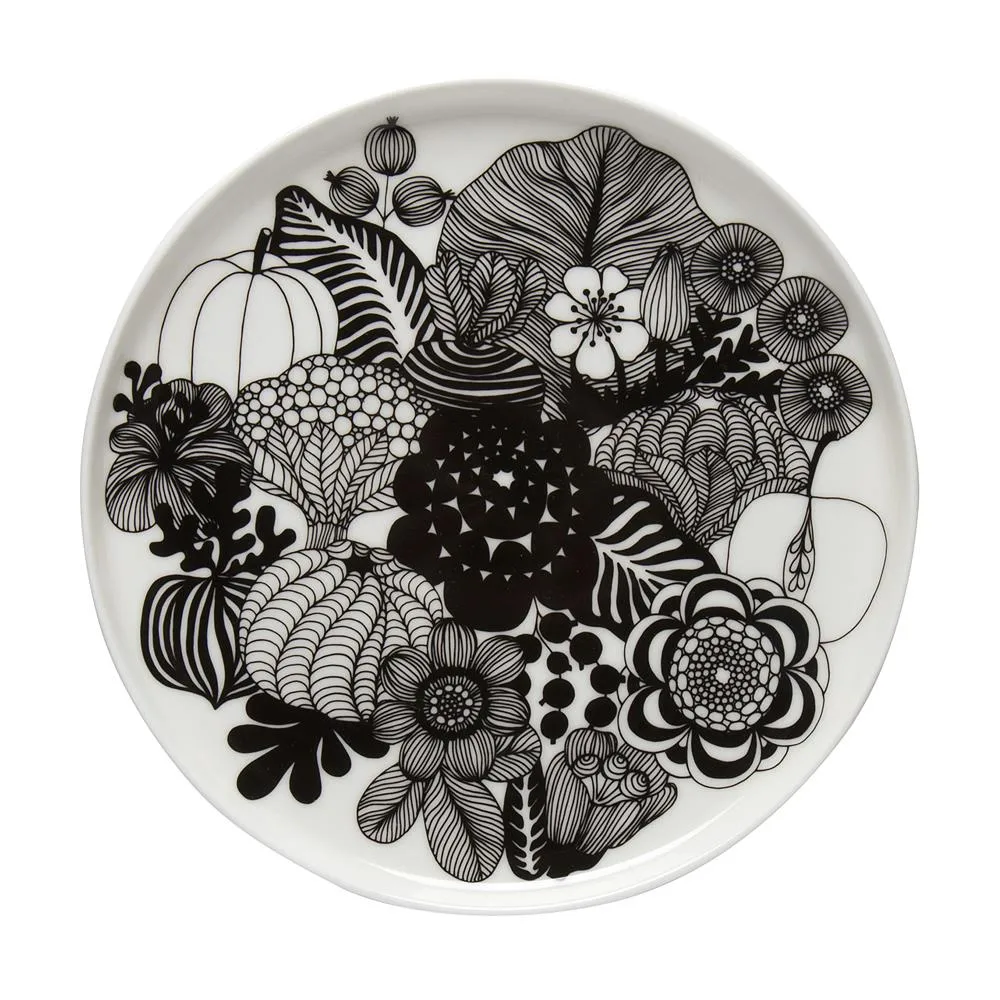 Marimekko Siirtolapuutarha tallerken Ø 20 cm sort-hvid (Finland 100 år)