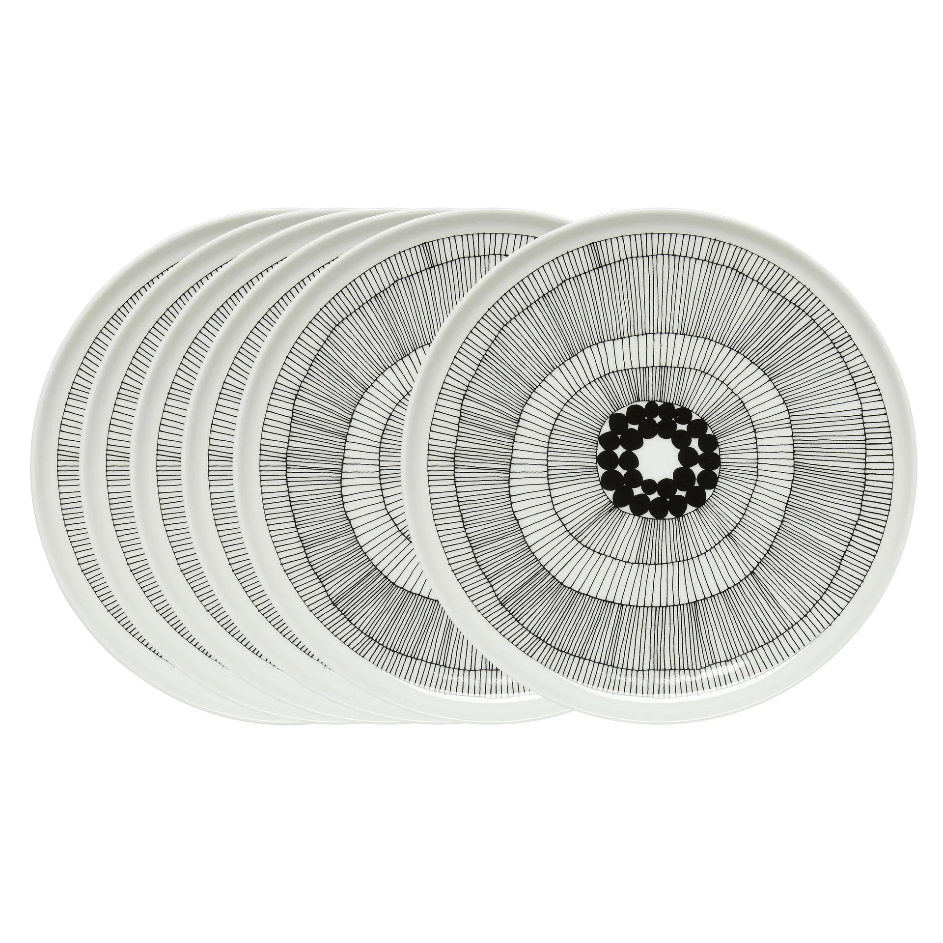 Marimekko Siirtolapuutarha tallerken Ø 25 cm, 6 stk sort-hvid