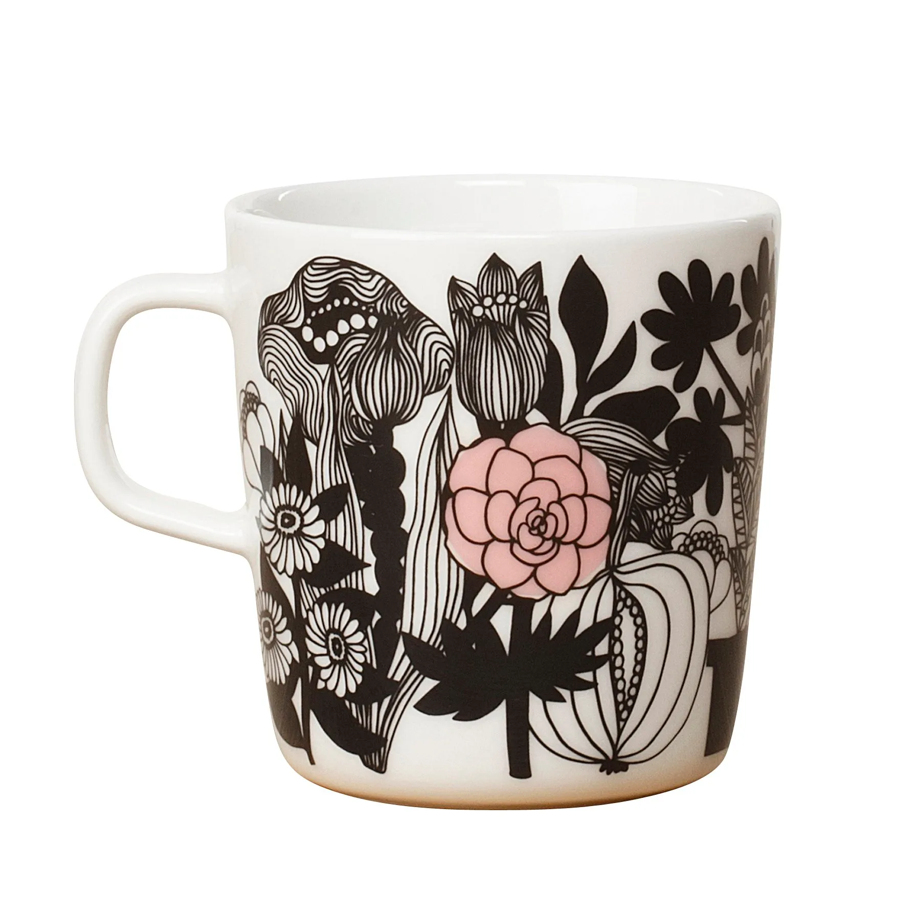 Marimekko Siirtolapuutarha tekrus 40 cl sort-hvid-rosa