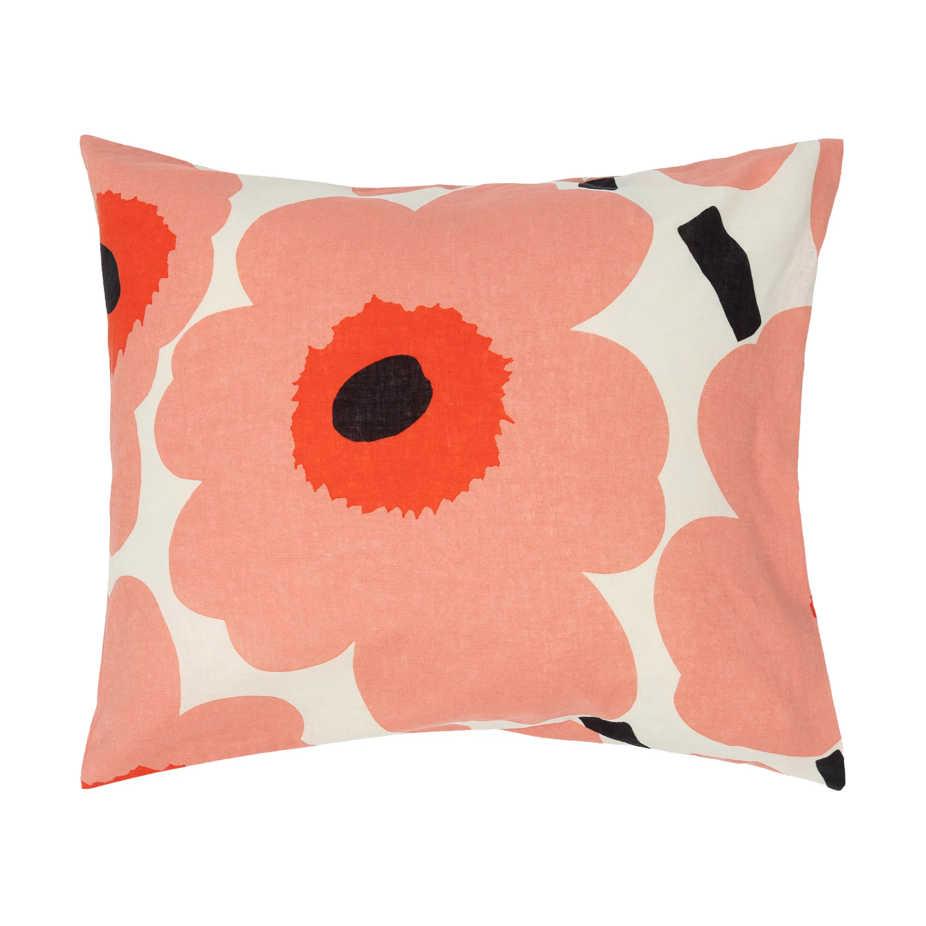 Marimekko Taie d'oreiller Unikko cm Off white-coral-orange red-charcoal