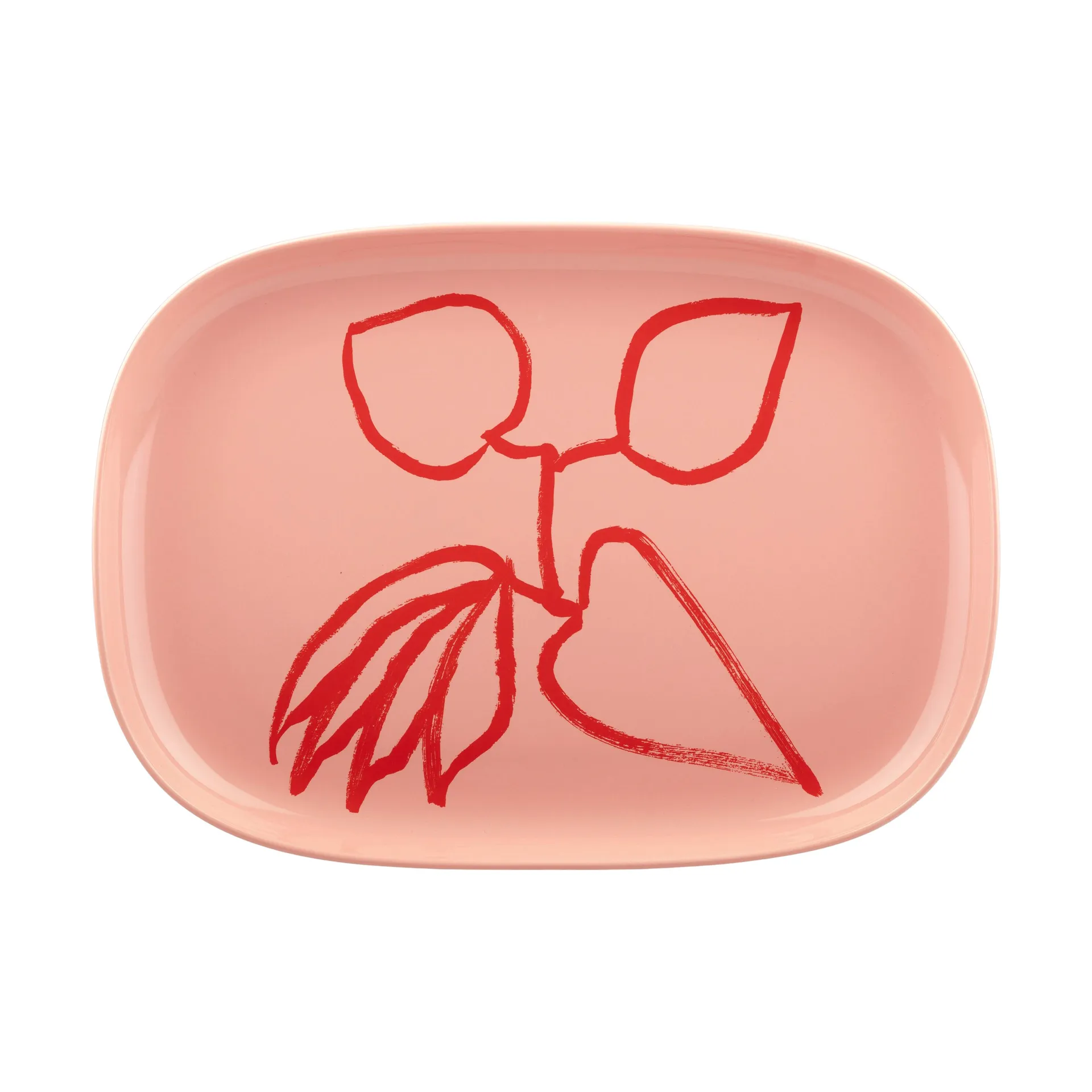 Marimekko Ukonhattu serveringsfad 23x32 cm Salmon red-tomato red