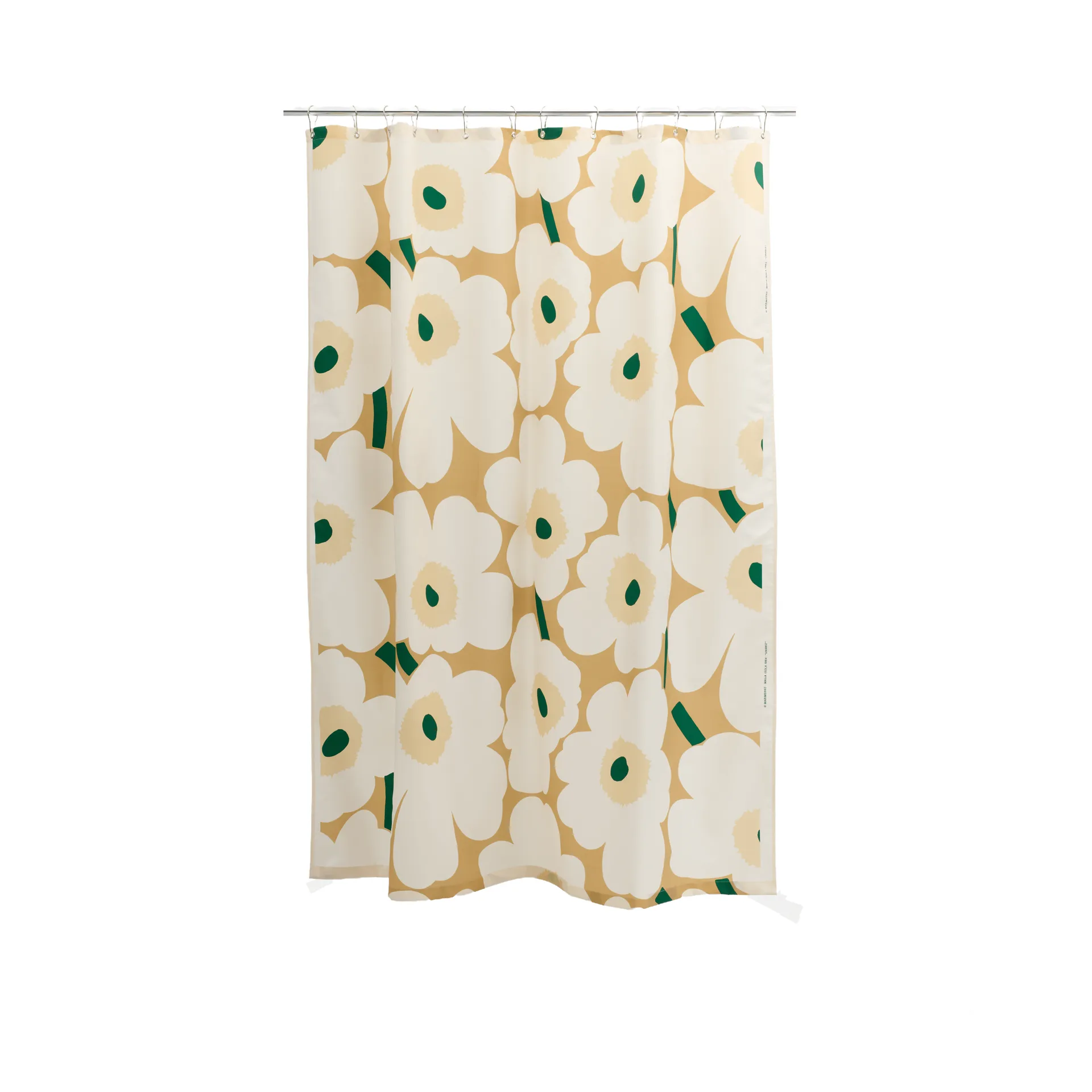 Marimekko Unikko badeforhæng Sand-off white-hay-emerald billede