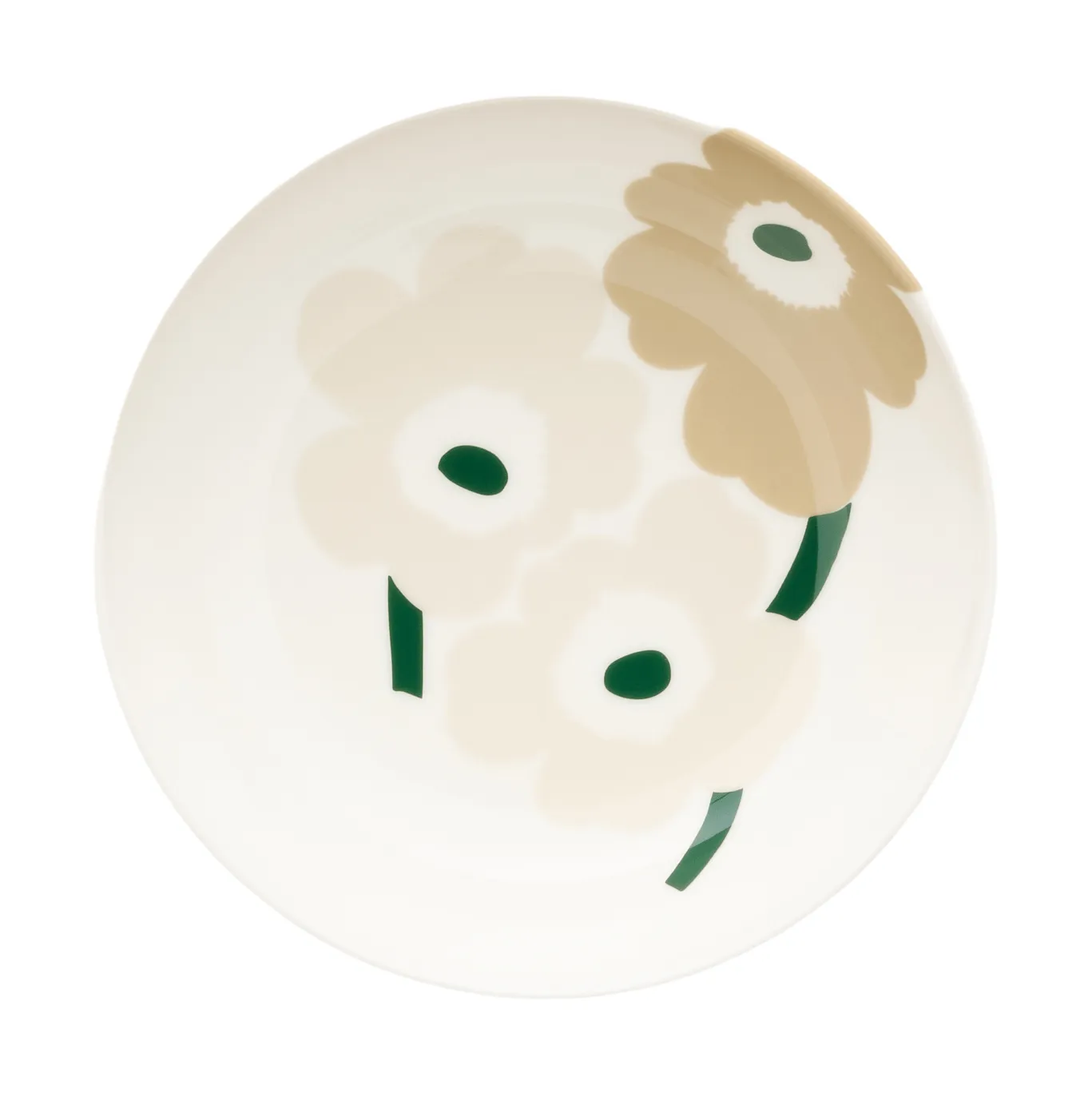 Marimekko Unikko dyb tallerken Beige-white-light sand-dark green