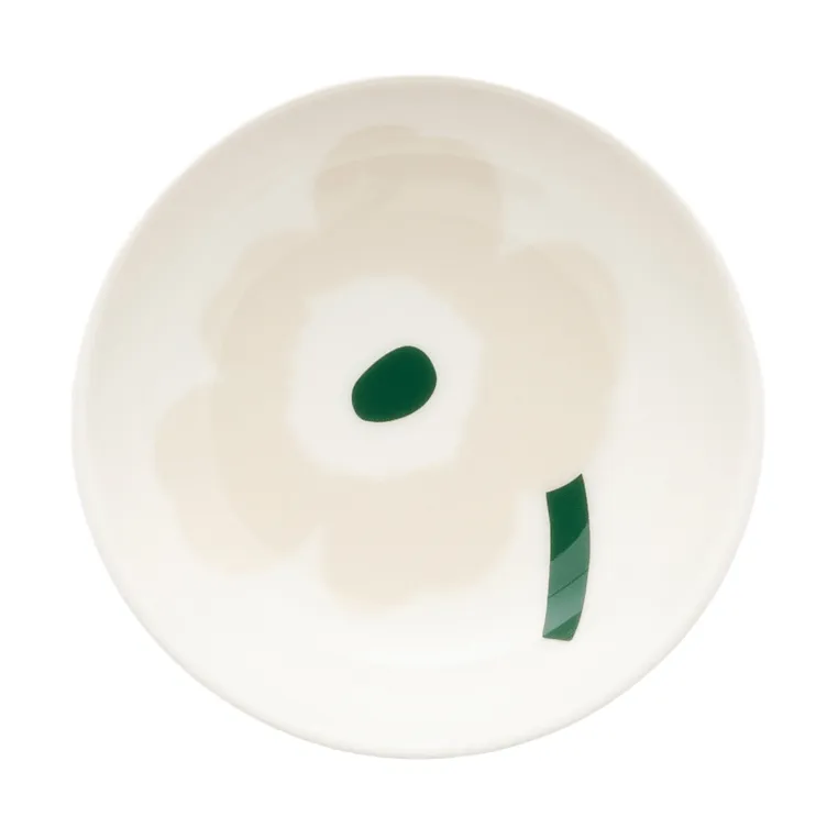 Marimekko Unikko dyp tallerken Beige-white-light sand-dark green
