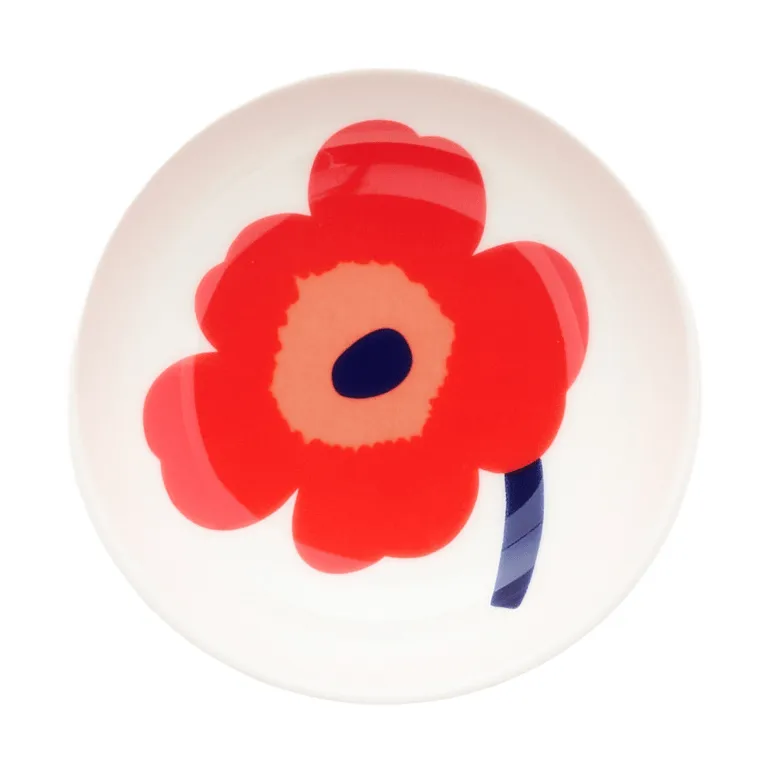 Marimekko Unikko dyp tallerken White-red-blue