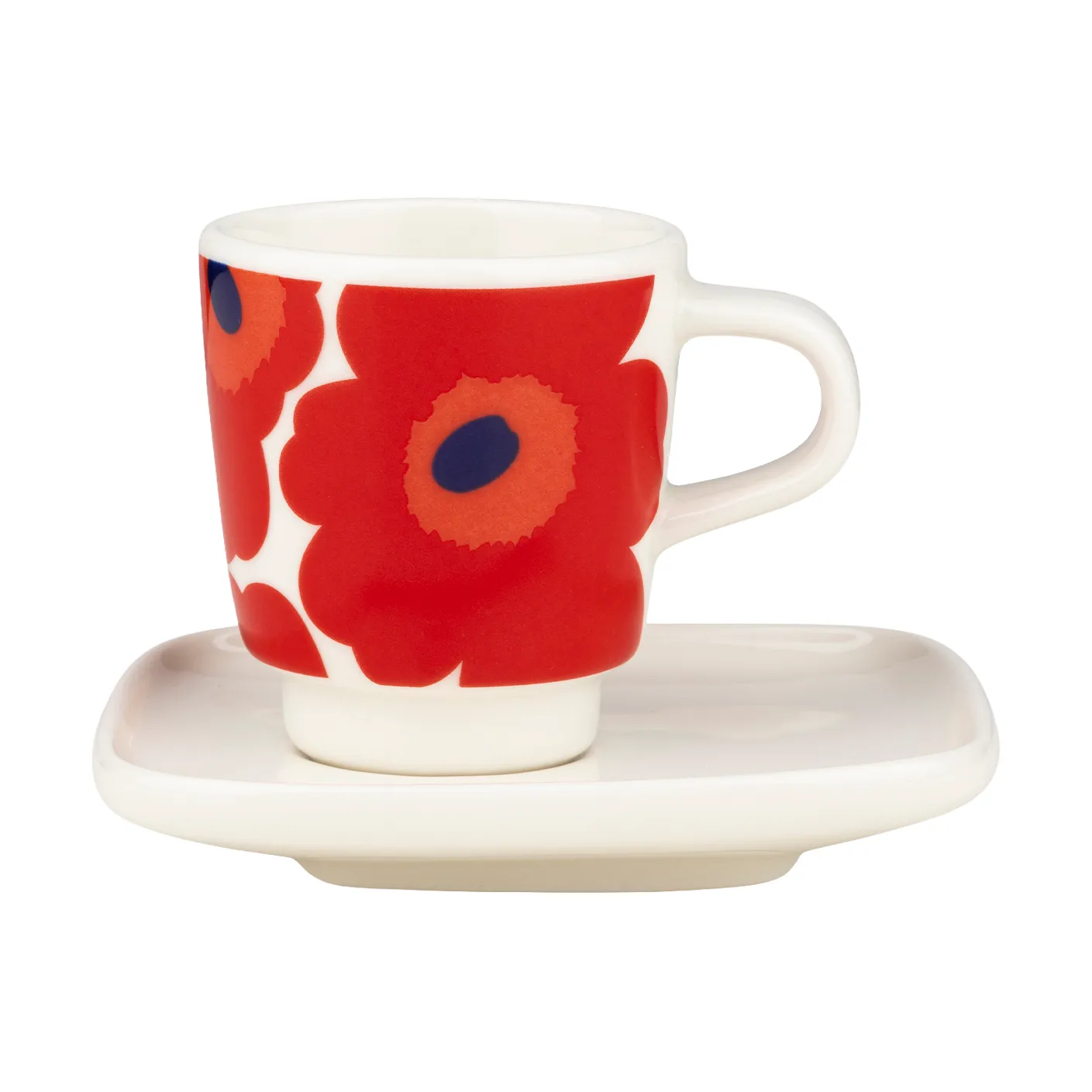 Marimekko Unikko espressokop med underkop 2 stk. White-red-blue