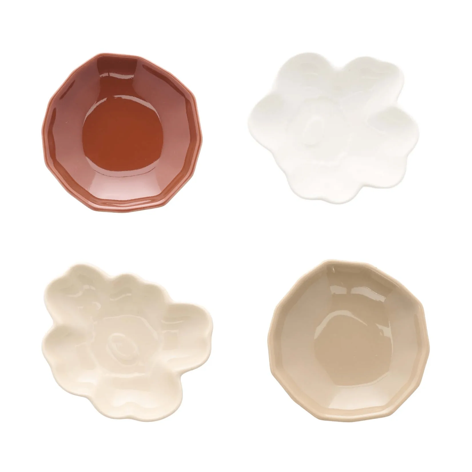 Marimekko Unikko & Kivet Shape tallerken 4 dele Beige-chestnut-white-light brown