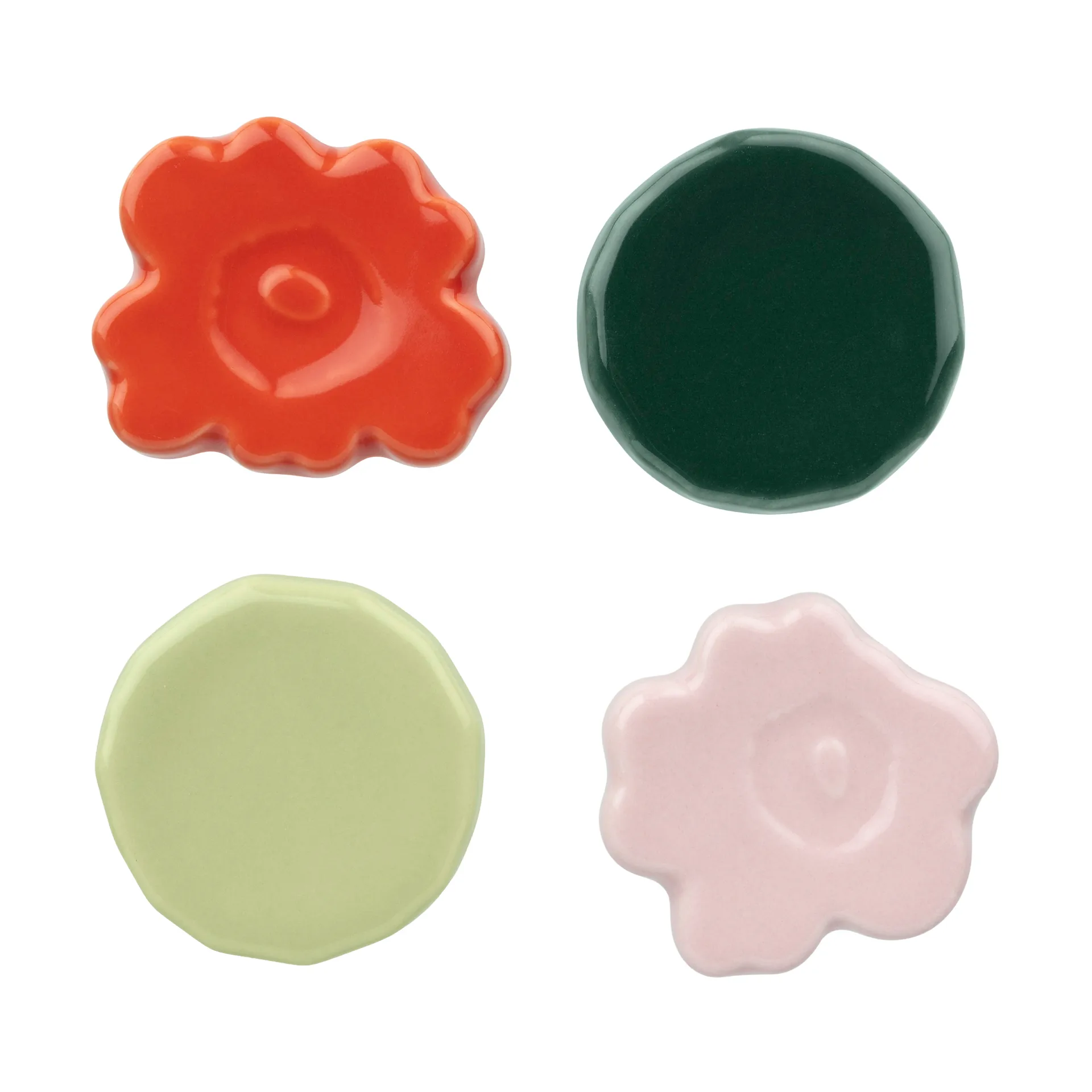 Marimekko Unikko & Kivet spisepindeholdere 4 dele Pink-pear-red-dark green