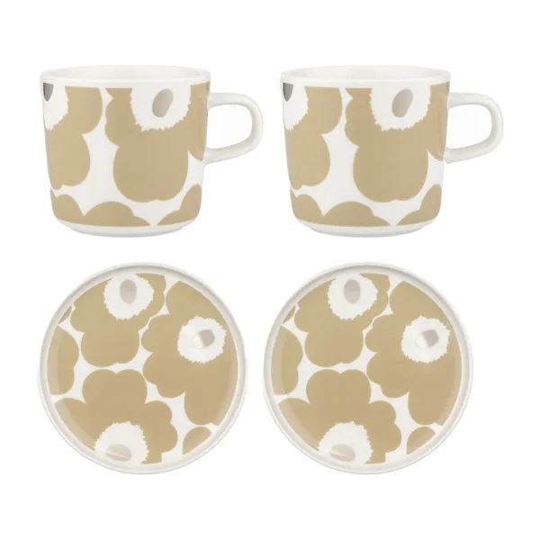 Unikko kopp med fat 20 cl 2-pack, Beige