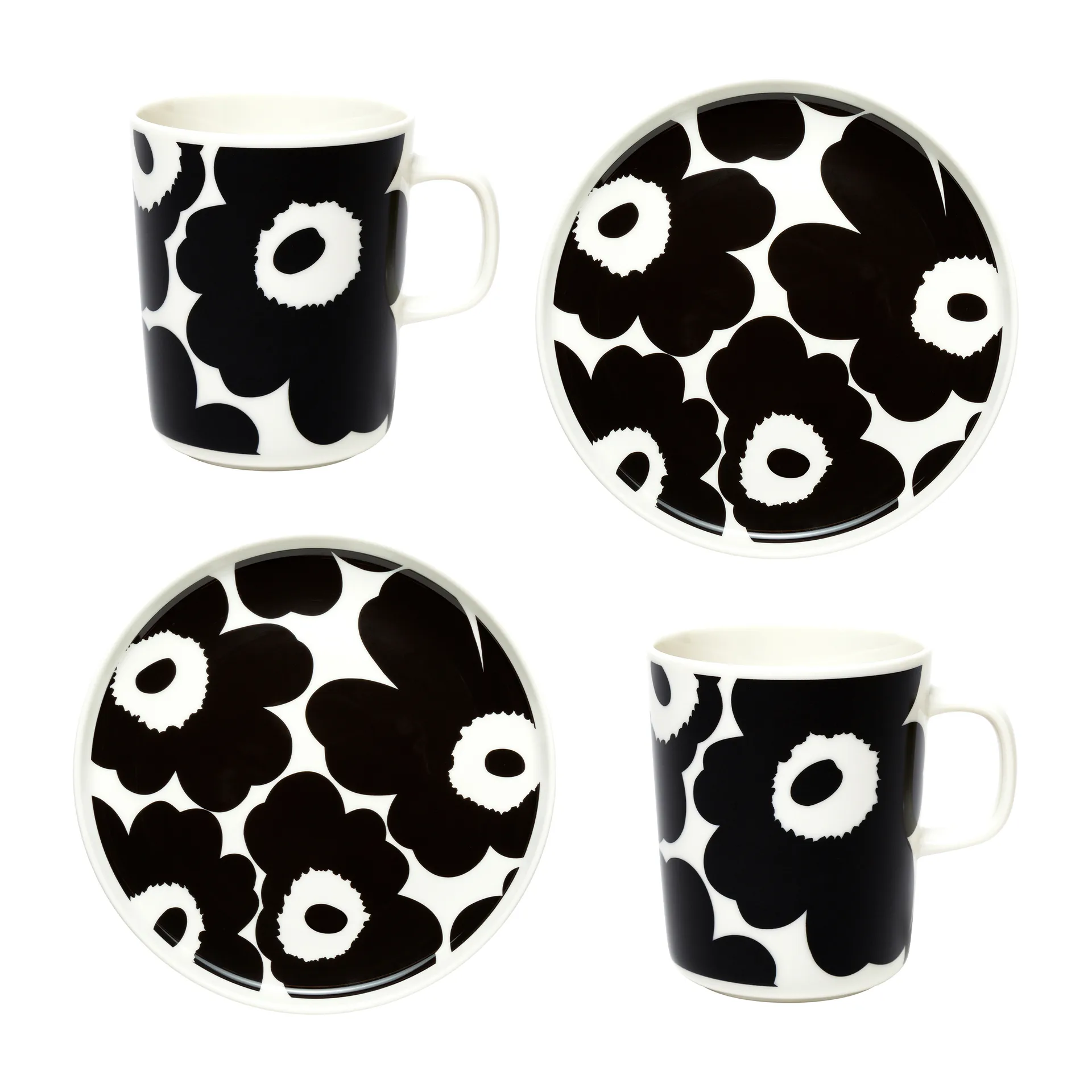 Marimekko Unikko morgenmadssæt Hvid-sort