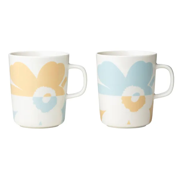 Unikko mugg 2,5 dl 2-pack, White-beige-aqua