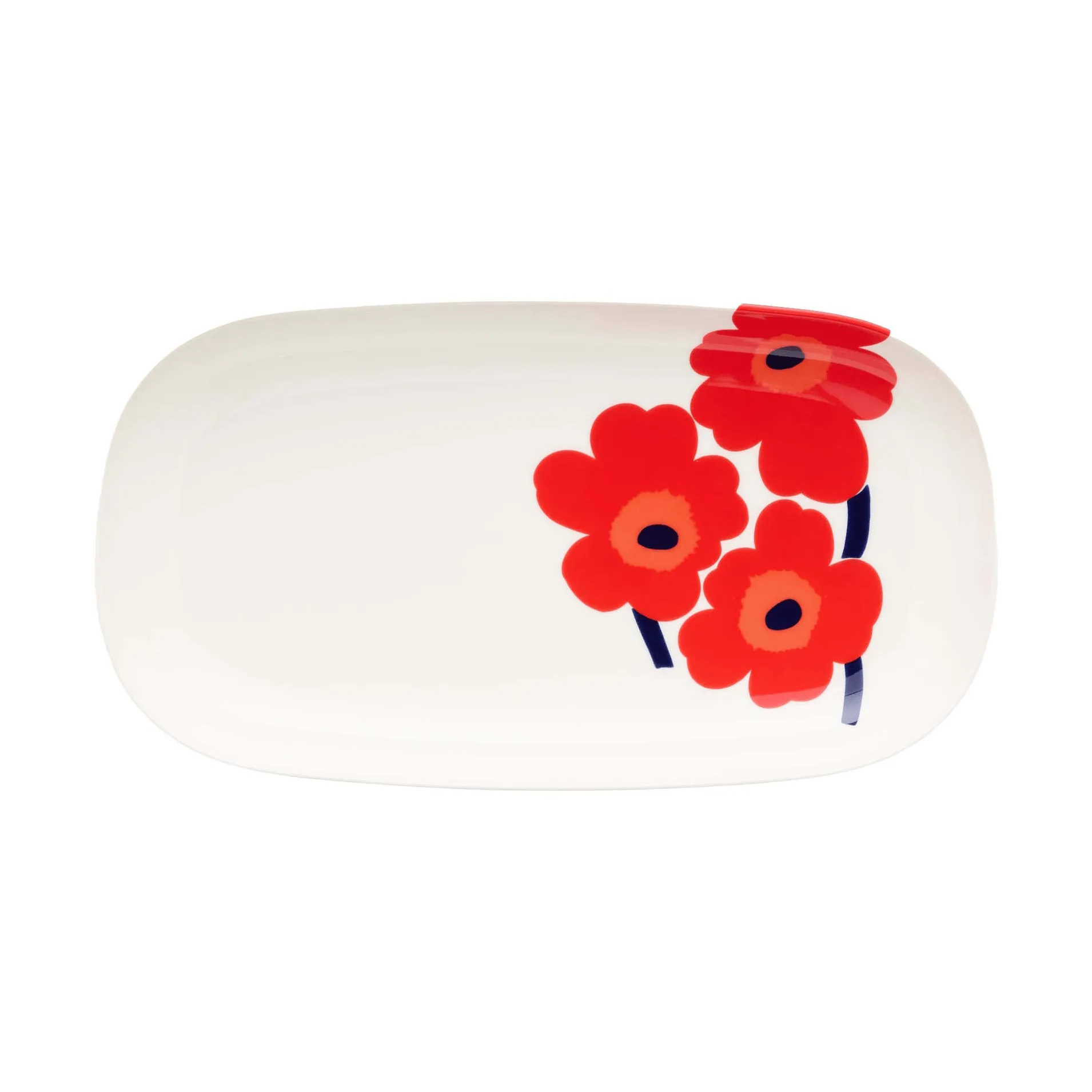 Marimekko Unikko serveringsfat 17x32 cm White-red-blue