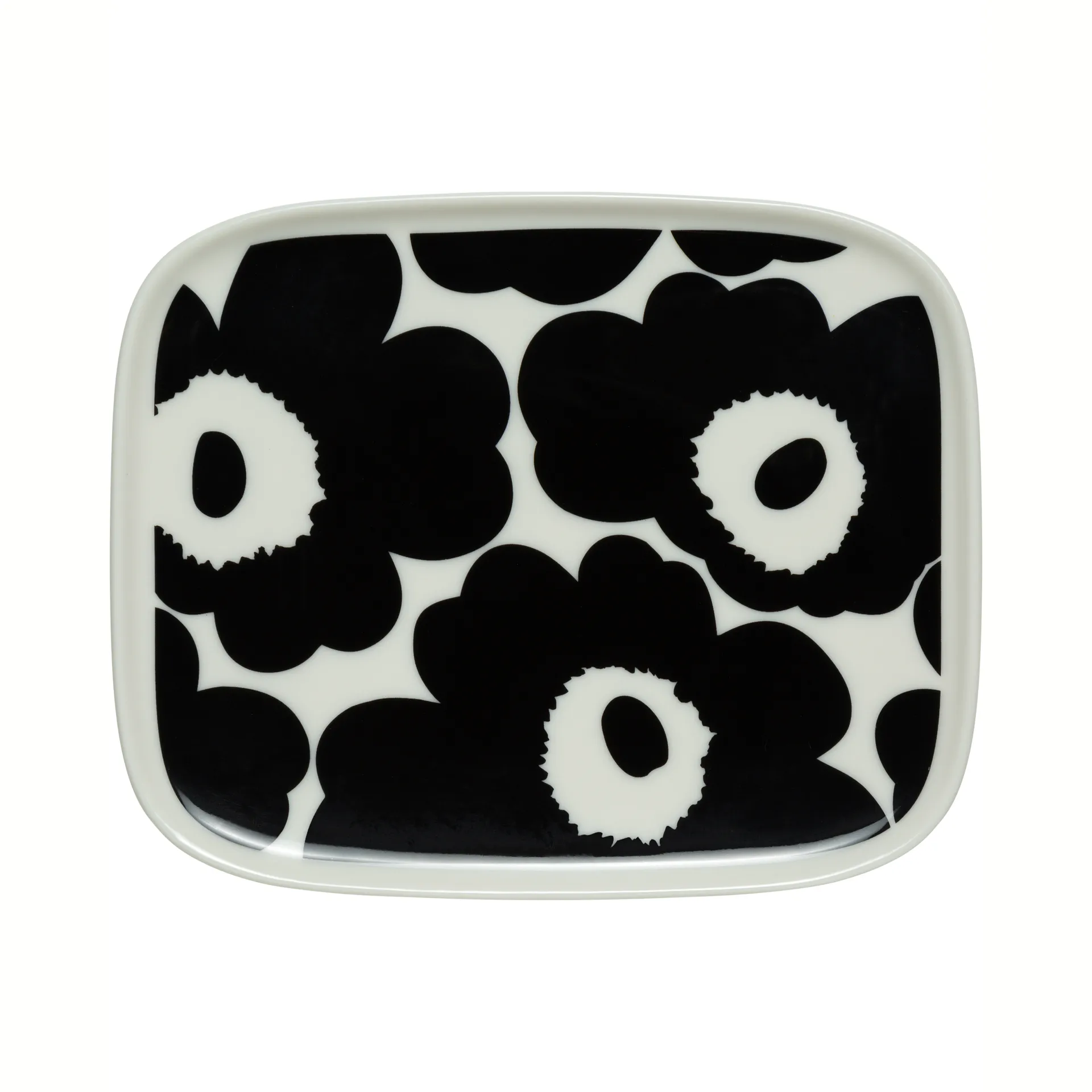 Marimekko Unikko tallerken 12x15 cm Sort/Hvid