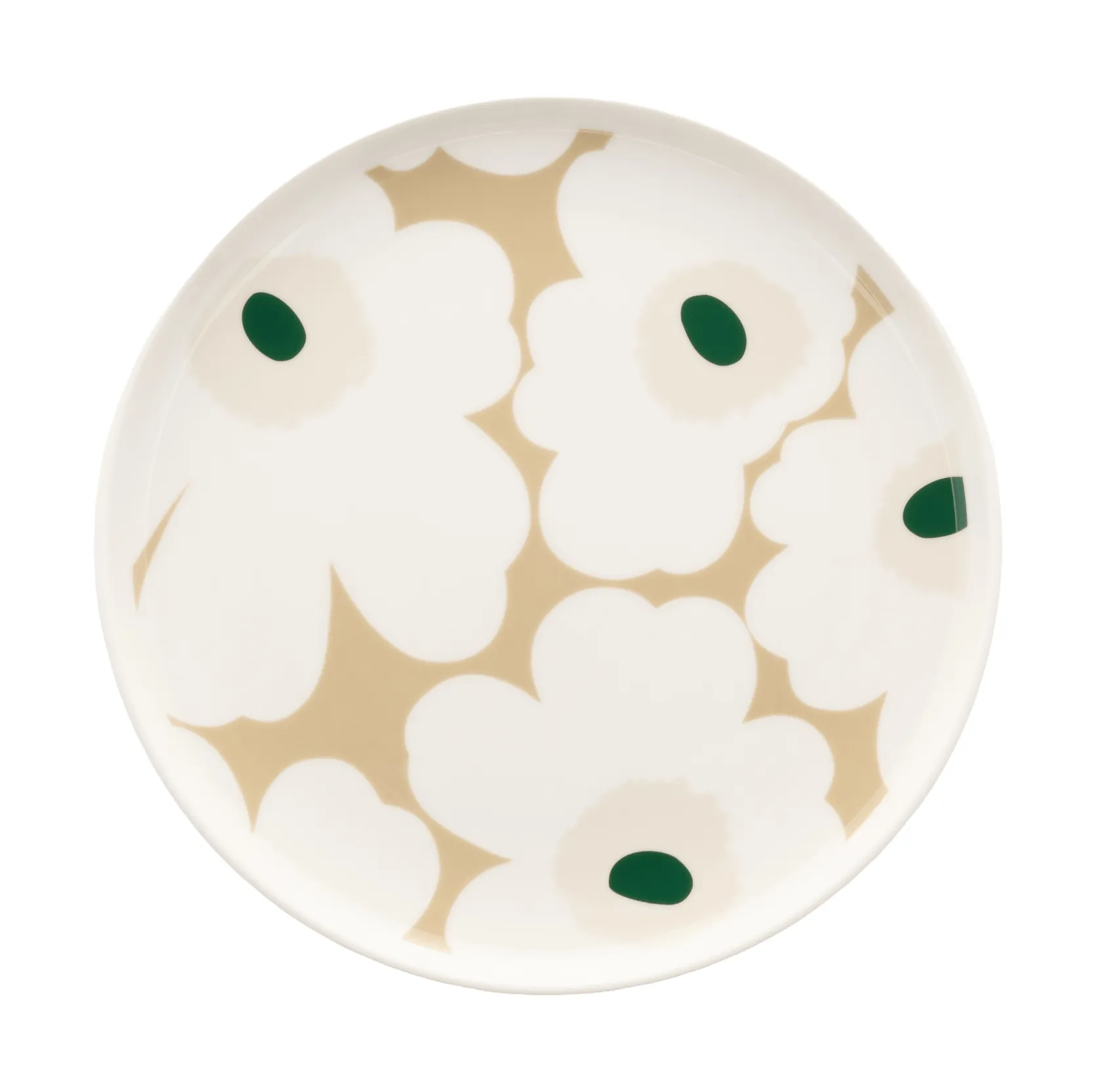 Marimekko Unikko tallerken Ø20 cm White-beige-lys sand-mørkegrøn