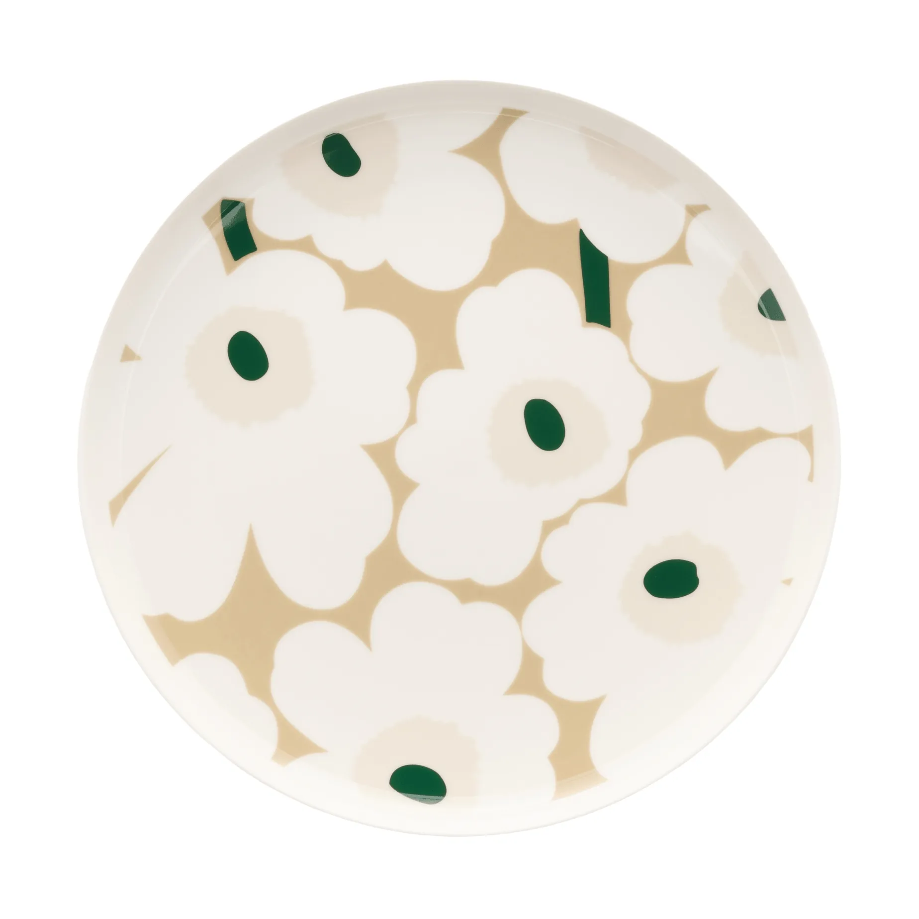 Marimekko Unikko tallerken &Oslash; 25 White-beige-lys sand-m&oslash;rk gr&oslash;nn