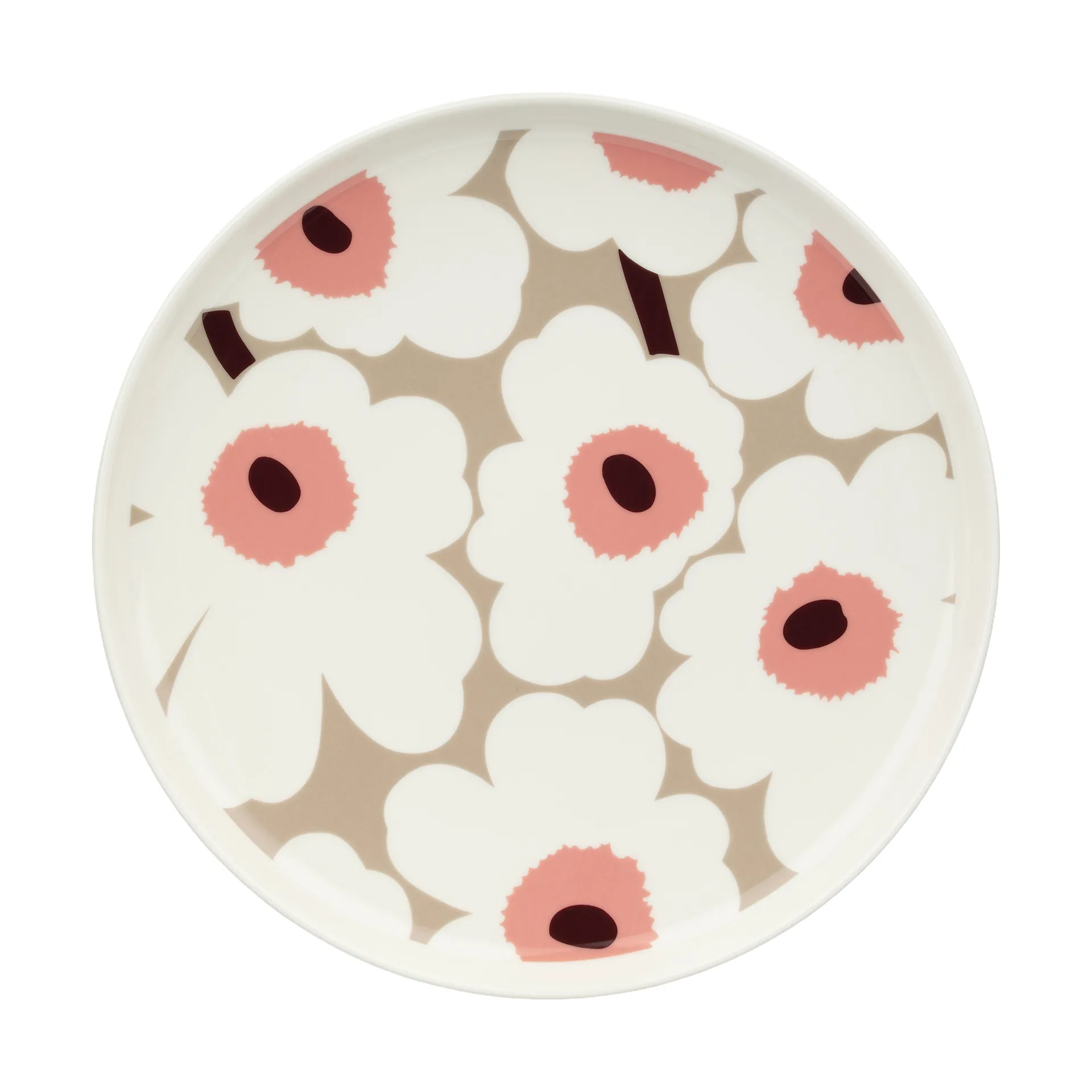 Marimekko Unikko tallerken &Oslash; 25 White-clay-powder-dark wine