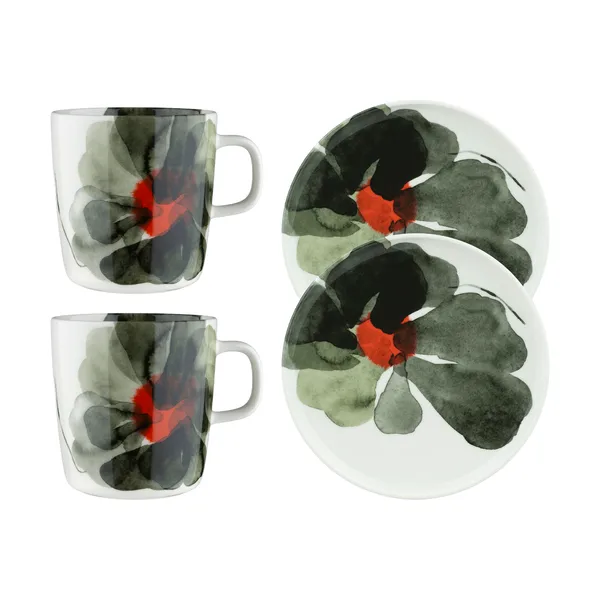 Valssi frukostset 4 delar, White-forest green-tomato