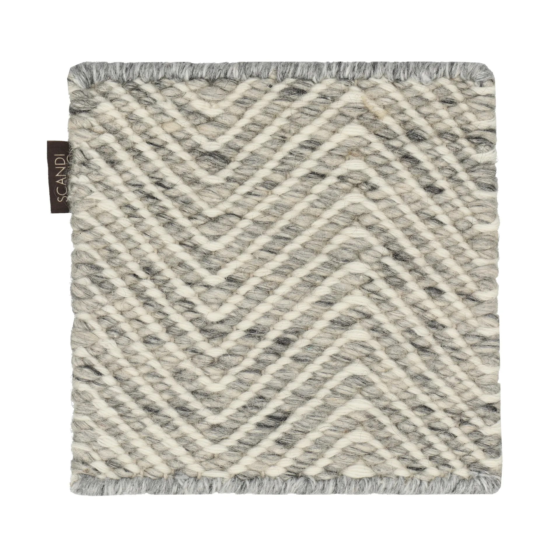 Material Samples Échantillon de tapis Furrow en laine Blanc-gris naturel