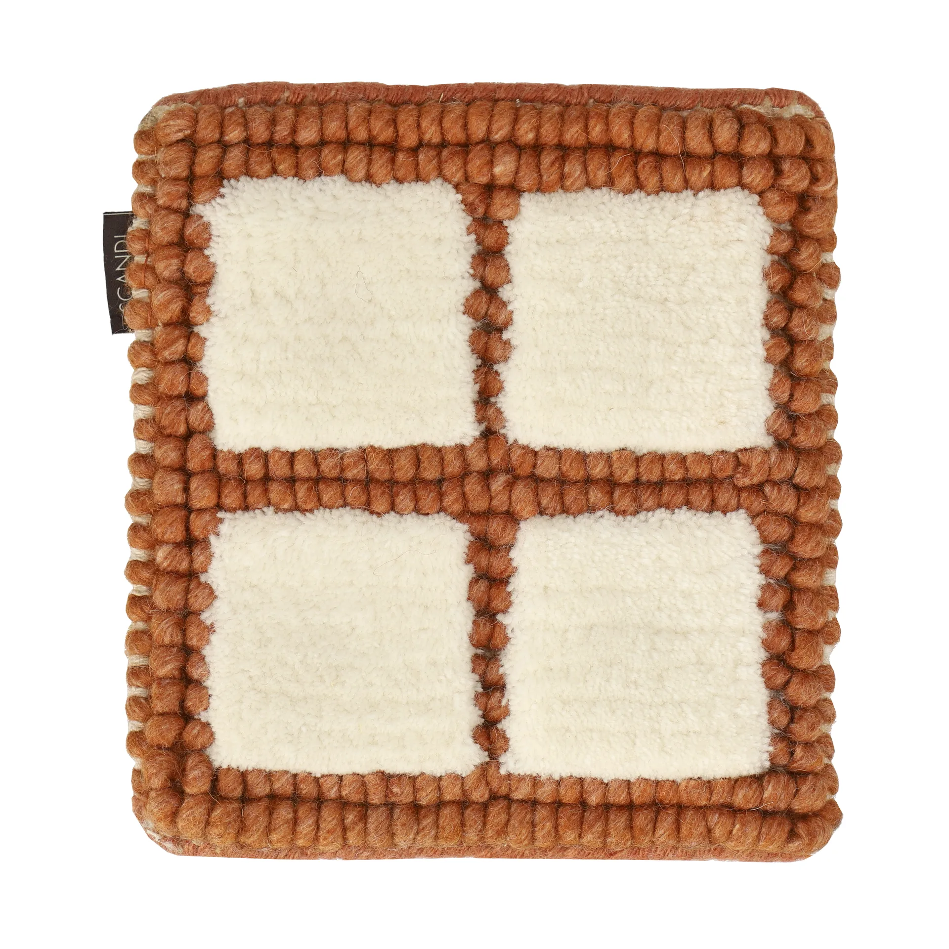 Material Samples Échantillon de tapis Pasture en laine Blanc naturel-rouille