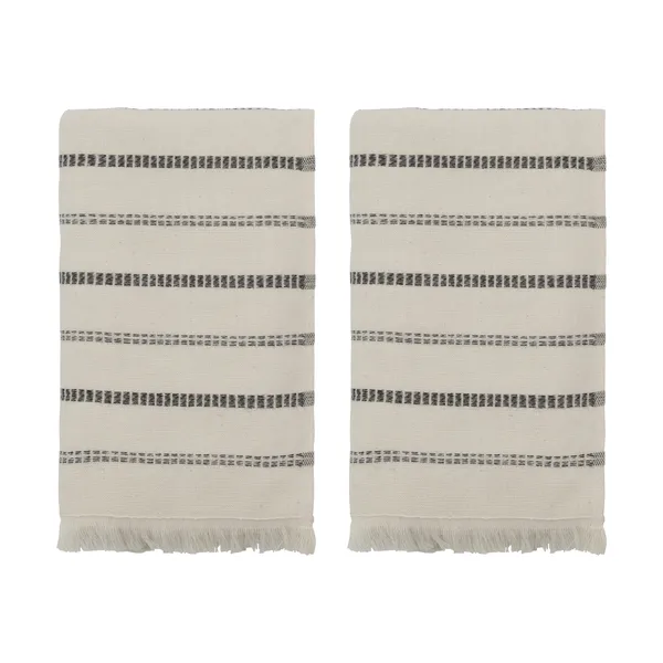 True handduk 2 delar, Off-White-svart, 50x100 cm