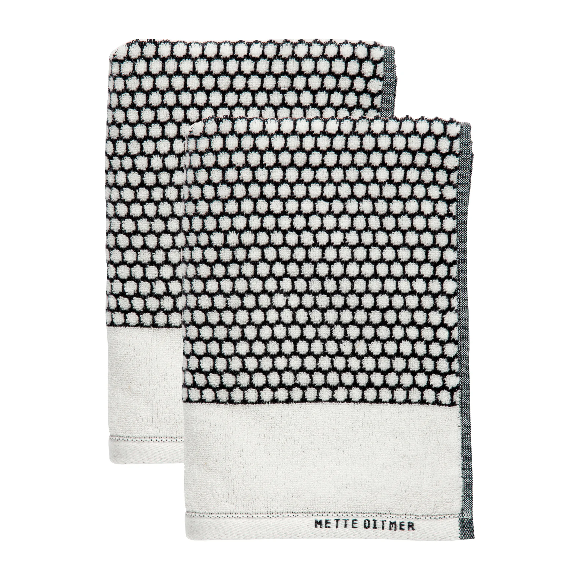 Mette Ditmer Serviette d'invité Grid cm, lot de 2 Noir-off white