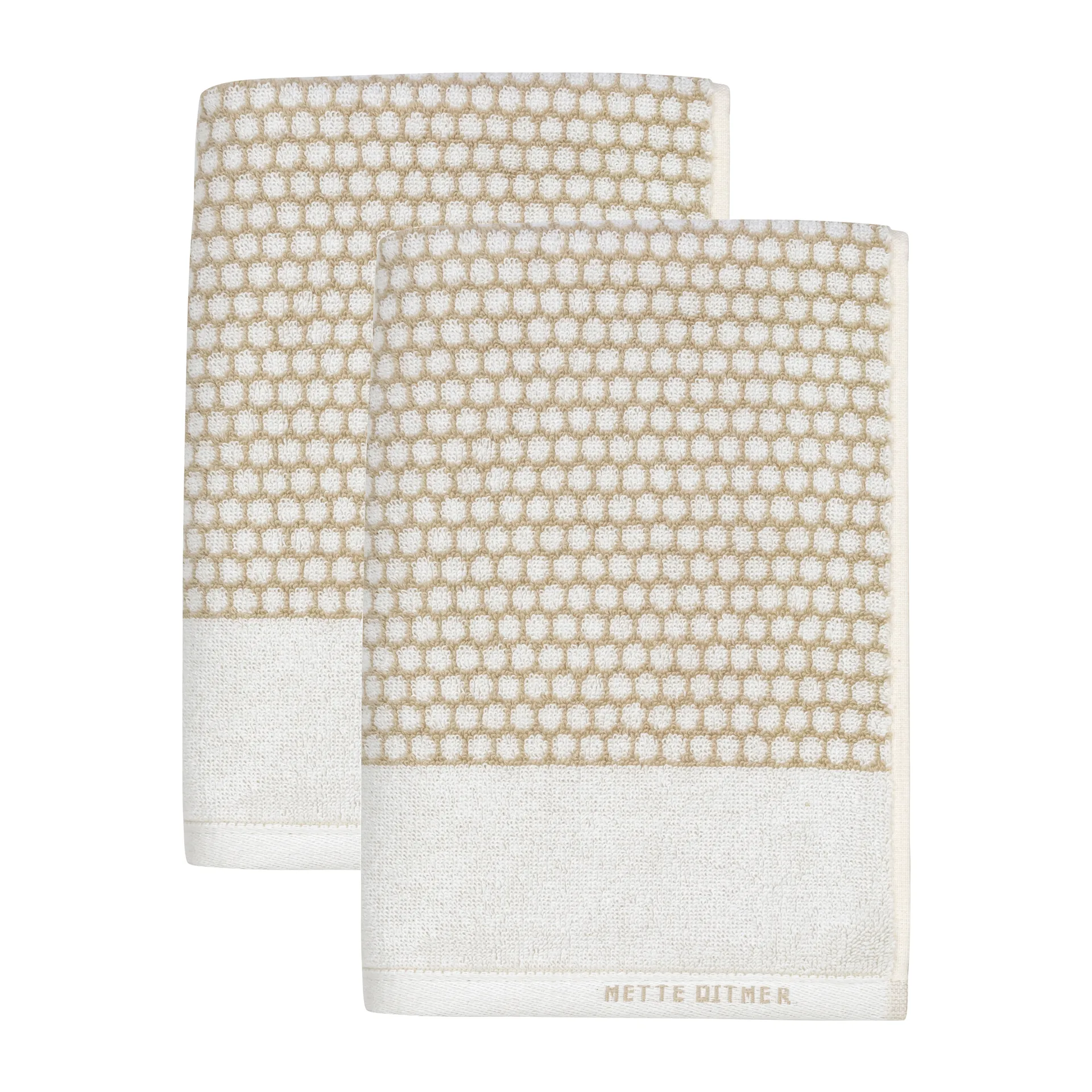 Mette Ditmer Serviette d'invité Grid cm, lot de 2 Sable-blanc cassé