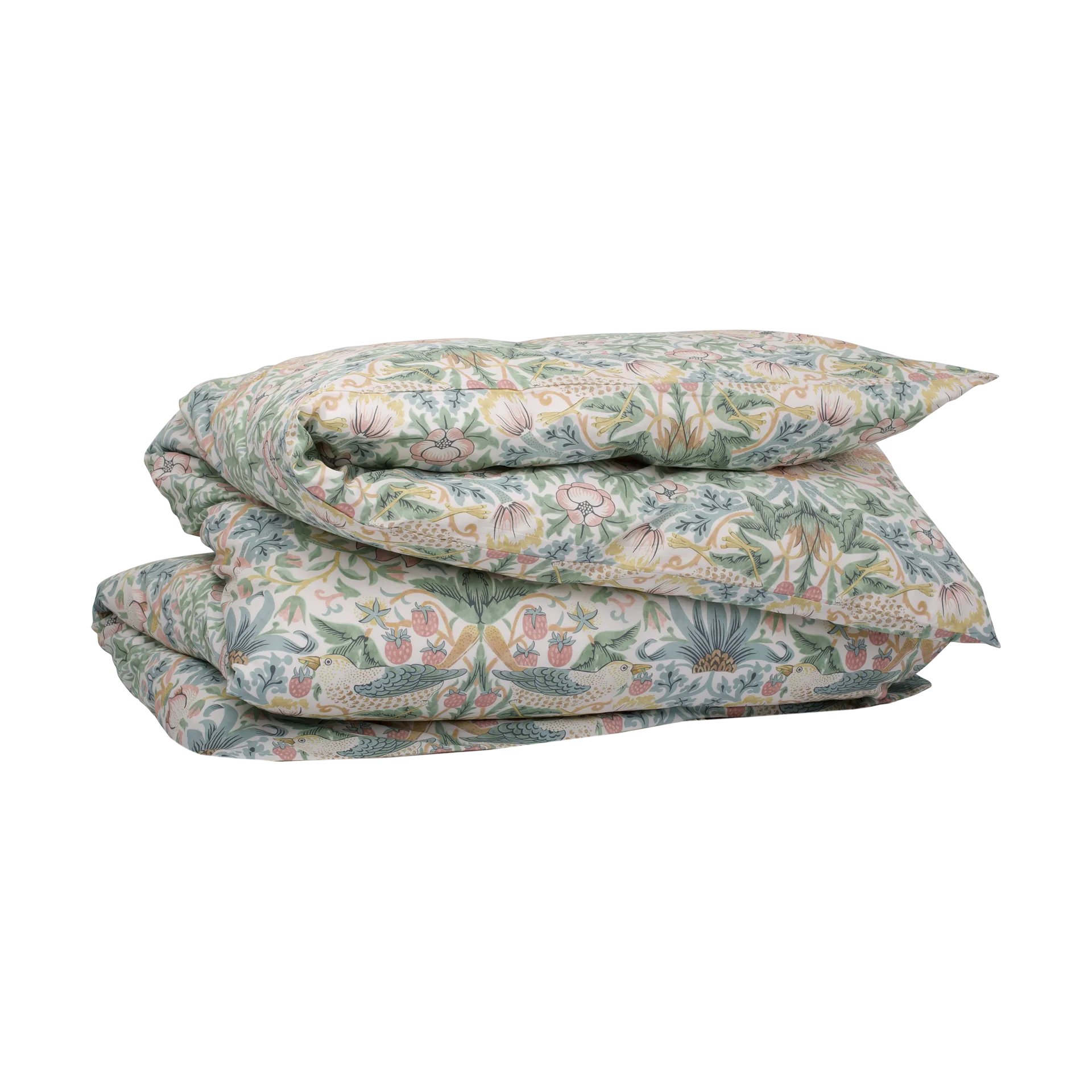 Mille Notti Morris & Co. Strawberry Thief Dekbedovertrek Groen, 150x210 cm