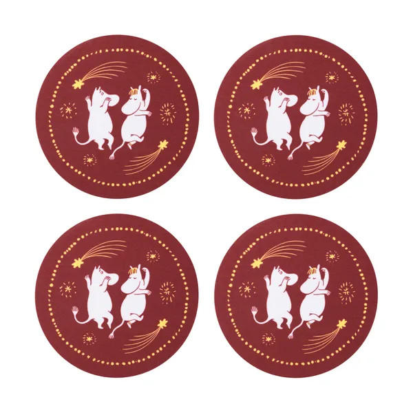 Festliga stunder mumin glasunderlägg 4-pack, Ø9 cm