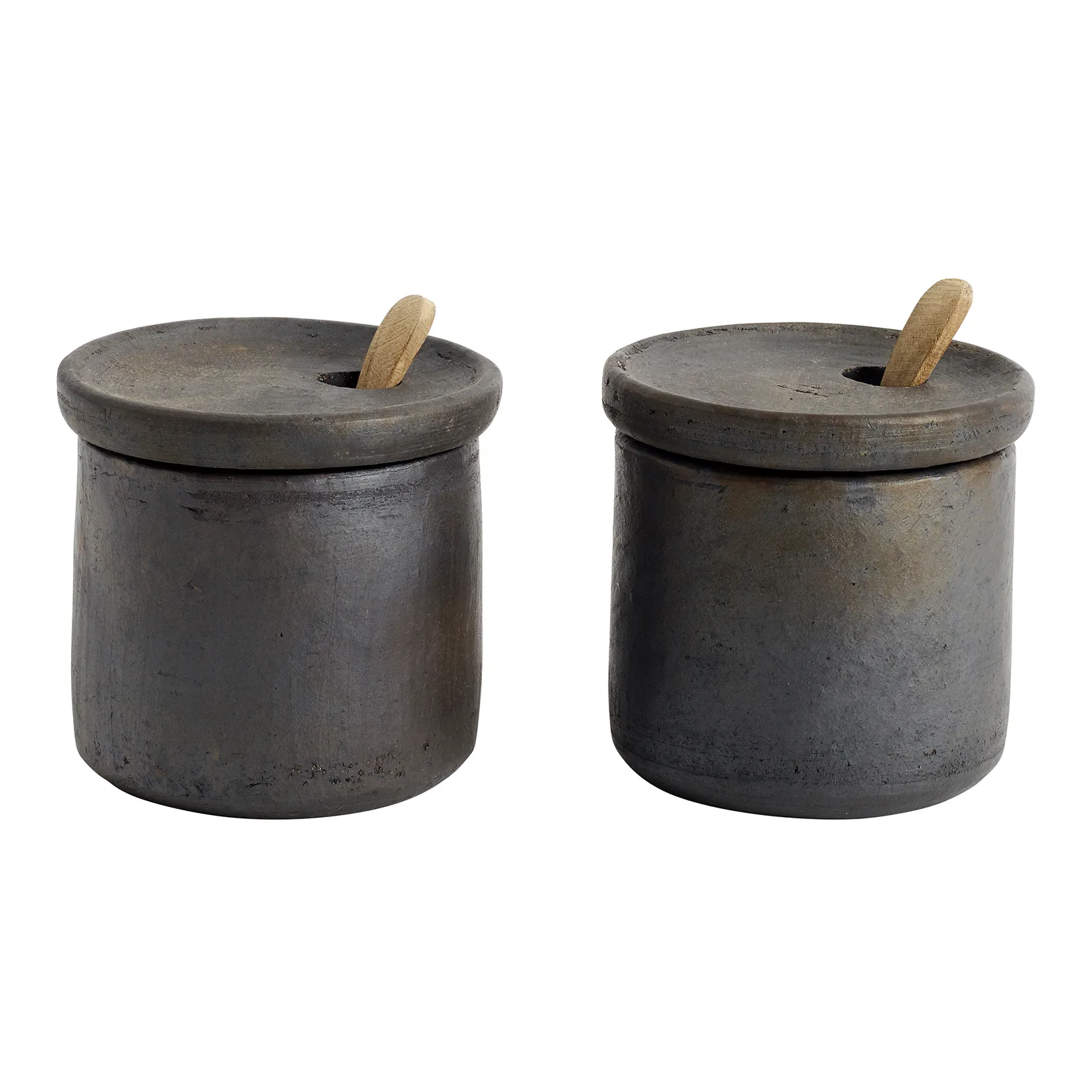 Muubs - Hazel Salt & Peber m. Låg - S/2 - Brun/Sort, Ø7,5x7 cm - Terrakotta - Brun/Sort